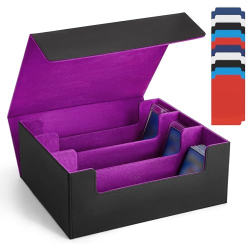 SFSOC Estojo de baralho para cartões colecionáveis 1800+, caixa de armazenamento de cartões colecionáveis, caixa de baralho Commander com 10 divisórias, 6 tampas, 4 suportadores, para porta-cartões