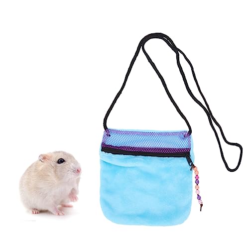 TOYANDONA Breathable Pet Carrier Bag for Hamster Sky Blue Travel Bag with Mesh Design for Comfort for Animals Like Gerbils Rats and Hedgehogs