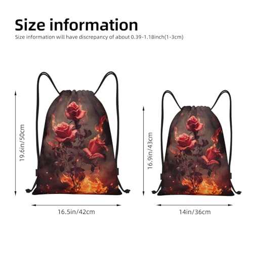 Drawstring Bag Lightweight Small Gym Bag for Women Flowers Burning Soccer Backpack for Sports Travel3