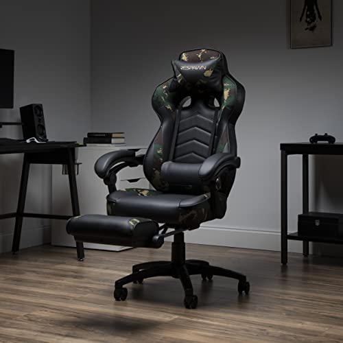 Image of RESPAWN 110 Ergonomic Gaming Chair with Footrest Recliner - Racing Style High Back PC Computer Desk Office Chair - 360 Swivel, Adjustable Lumbar Support, Headrest Pillow, Padded Armrests - 2019 Camo