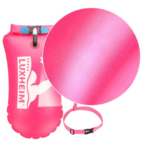 LUXHEIM 2 Pack Schwimmen Boje Schleppschwimmer für Open Water Schwimmen gut sichtbar Schwimmer Dry Bag wasserdicht aufblasbare PVC Schleppschwimmer für Triathlons