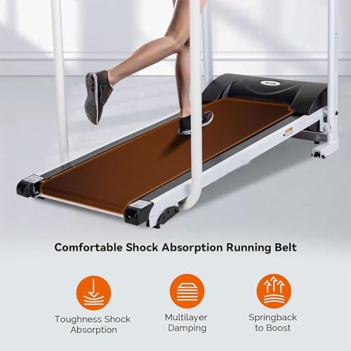 Image of Walking Treadmill with Long Handrail for Balance, Recovery Fitness Exercise Machine Foldable for Home Use with Holder for Phone & Cup,LCD Display