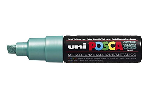 Rotulador Uni Posca Pc-8K Pintura Cristal Pluma Ancha Punta Plana 8.00Mm Verde Metálico