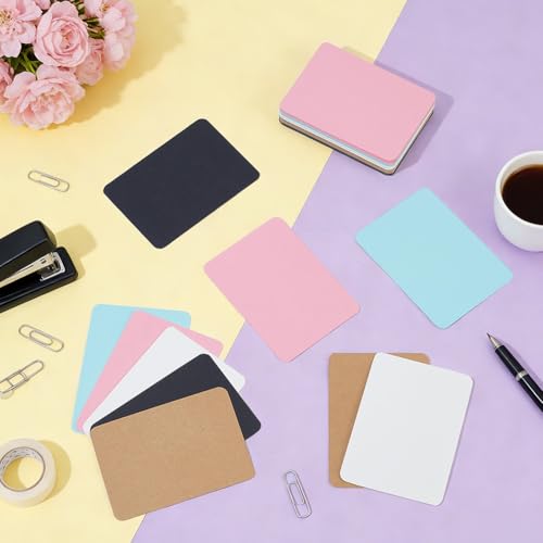 OLYCRAFT 300 Stück Buntes Dickes Papier 6.4 x 8.9cm Aus ATC Karton Mit Abgerundeten Ecken Blankokarten In 5 Farben Kleines Blankopapier Für Grußkarten Scrapbooking DIY Bastelarbeiten Und Bürobedarf