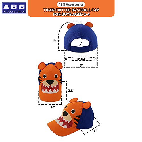 Abg Accessories Toddler Boys Cotton Baseball Cap With Assorted Animal Critter Designs, Age 2-4, Size Age 2-4, Orange Tiger 3D Ears #TOP5