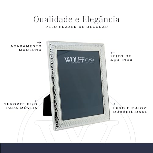 Porta-Retrato de Aço Prata 10cm x 15cm - Wolff