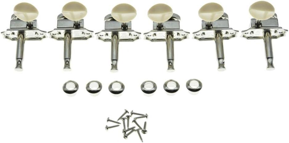 3L3R Guitar Vintage Style Locking Tuners Tuning Pegs Keys Guitar Machine Heads Guitar Part for Les Paul Guitars Nickel with Ivory Button