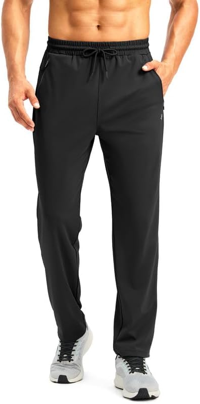 Pudolla Men's Athletic Pants with Zipper Pockets Stretch Workout Sweatpants Lightweight Running Joggers for Men - Image 3
