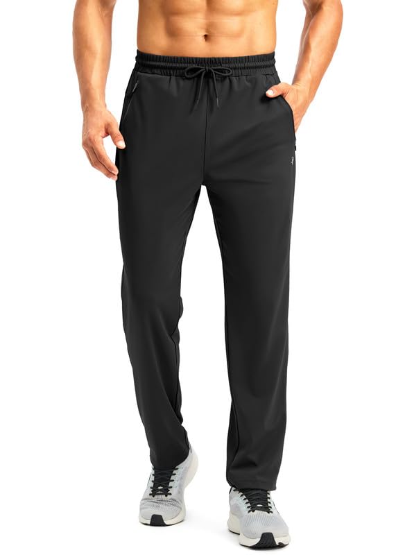 Pudolla Men's Athletic Pants with Zipper Pockets Stretch Workout Sweatpants Lightweight Running Joggers for Men3
