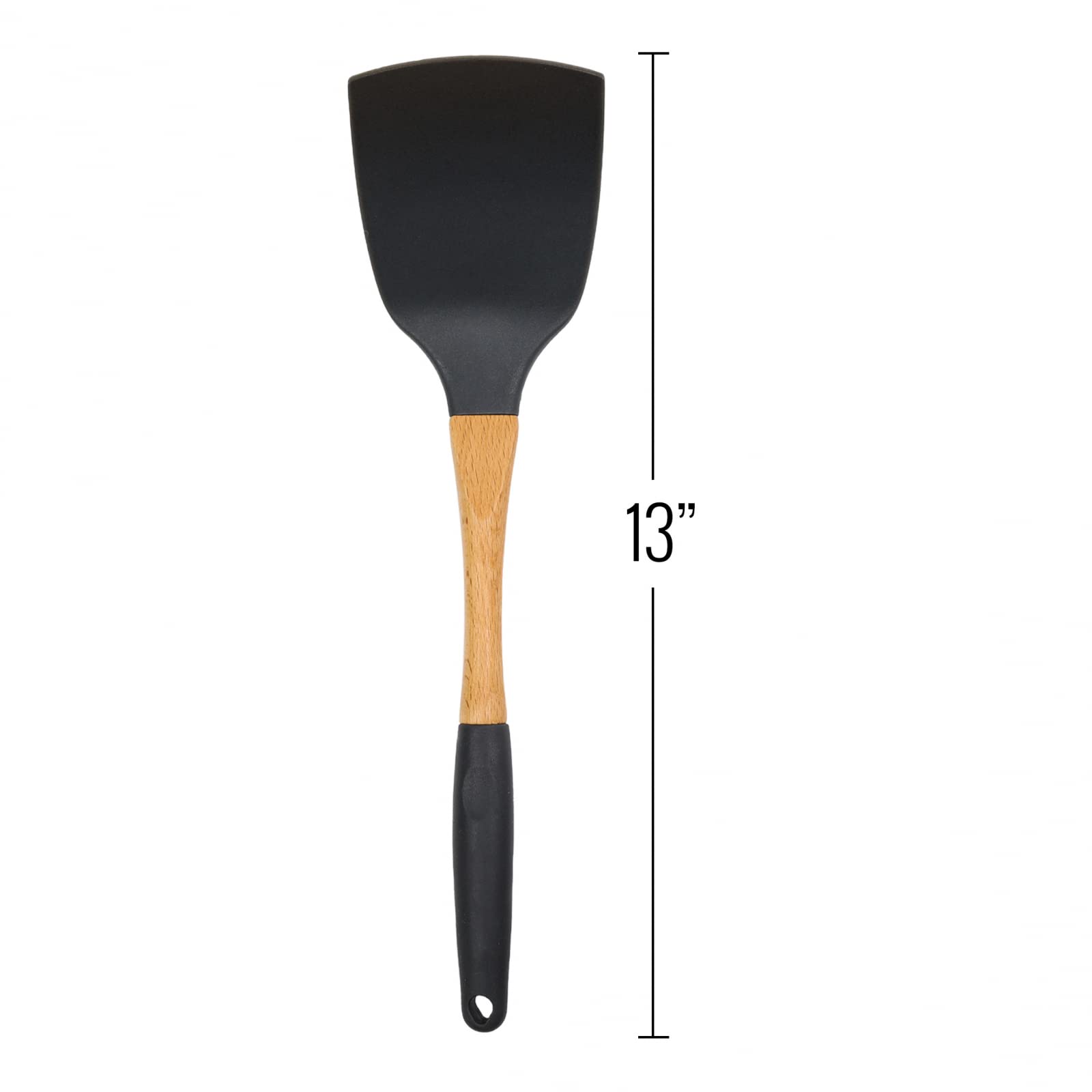 Beille Grey Nylon Spatula with Wooden Handle Kitchen Utensils High Heat Resistance, 13 Inch
