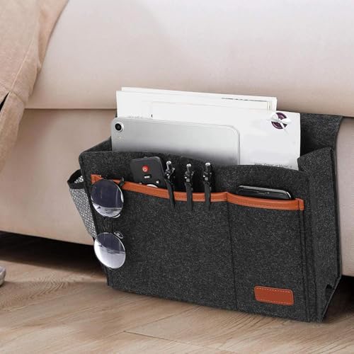 Organizador de bolsillo para sofá con múltiples compartimentos para mandos y libros 4