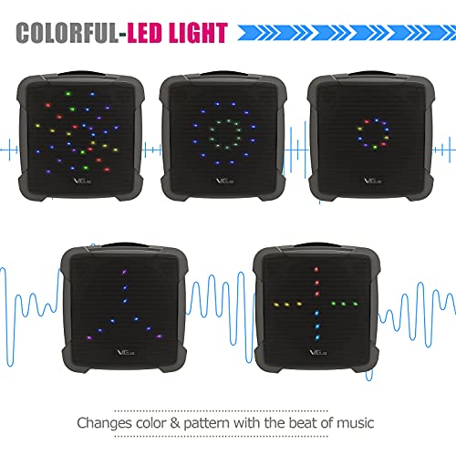 Karaoke Machine for Adults & Kids, VeGue Bluetooth Karaoke Speaker Portable PA System with Wireless Microphone, LED Lights, Remote Control, Echo Effect for Party, Gathering (VS-0803GR) - Thumbnail 4