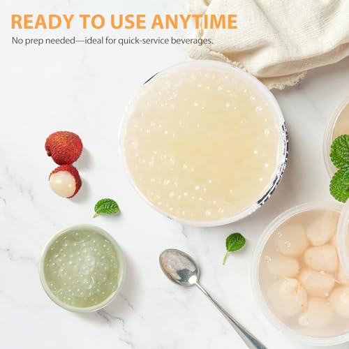 Image of Soeos Lychee Popping Boba Pearls, 6.6 lbs (3000g), Bursting Boba Pearls for Bubble Tea, Beverages, Shakes, Desserts, Smoothie and Ice Cream Topping, Ready-to-Eat