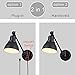 Tausende Sconces Wall Lighting, Plug in Wall Sconces Set of 2 Industrial Swing Arm Wall Lamp with Plug in Cord Black Indoor Wall Mounted Reading Lighting Fixture with On/Off Switch Bedside Bedroom