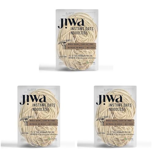Image of Jiwa Instant Oats Noodles | Cooks in 7 minutes | Ready to Cook | 100% Gluten Free| No Maida, No Atta | Not Fried | Gluten Free | 200 g (Pack of 3)