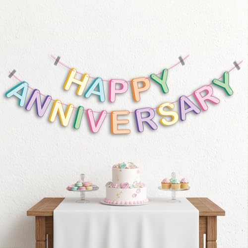 Party Propz Multicolour Pastel Happy Anniversary Banner - 2 Pcs W...