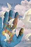  Notebook Dalai Lama Spiritual leader Tibet Buddhism Blue hands white dove world map on background: Journal Diary for Mom Dad Son Daughter Brother ... middle high school college students