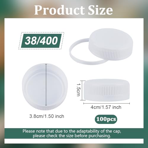 OLYCRAFT 100Pcs White Screw-On Caps Reusable Plastic Bottle Caps White Plastic Seal Lid Screw Bottle Cap Replacement Lid Twist Cap for Juice Bottles Handmade Decorations - Inner Diameter 38mm2