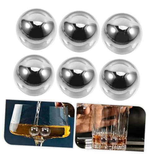 SKISUNO 6pcs Reusable Stainless Steel Whiskey Balls for Chilling Drinks for Home Bar and Outdoor Use Whiskey Lovers