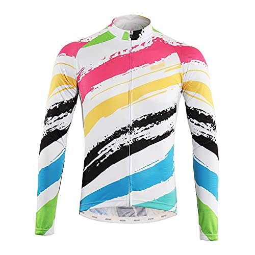 Męska odzież kolarska Kurtka jazda na rowerze męska z długim rękawem Oddychająca Szybkie Suche Outdoor Sports Wear Nadaje się na wiosnę lub jesieni Męskie koszulki kolarskie(D,XL)