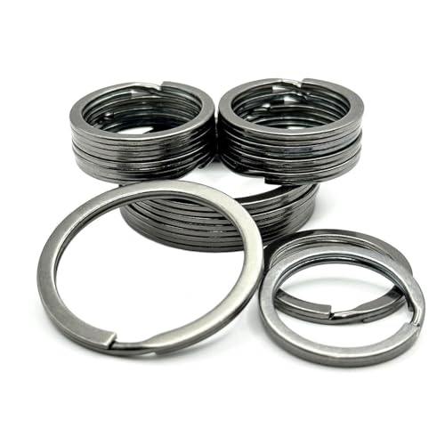 15 Pcs Flat Split Key Rings,1 Inch/1.4 Inch 2 Size Metal Keychain Heavy Duty Key Ring for Car Home School Office (1 Inch/1.4 Inch,Black)