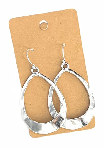 Large Teardrop Hoop on Sterling Silver Earrings Bohemian Boho Statement Jewelry - Main Image