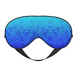 Maschera per dormire a forma di squame di sirena blu oceano e mare, regolabile, confortevole, morbida, reversibile, per riposo notturno