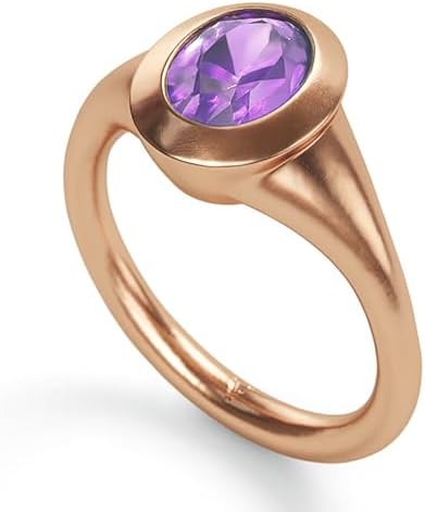 Vertical Oval Amethyst Ring – 18k Rose Gold Vermeil – Handmade Je...