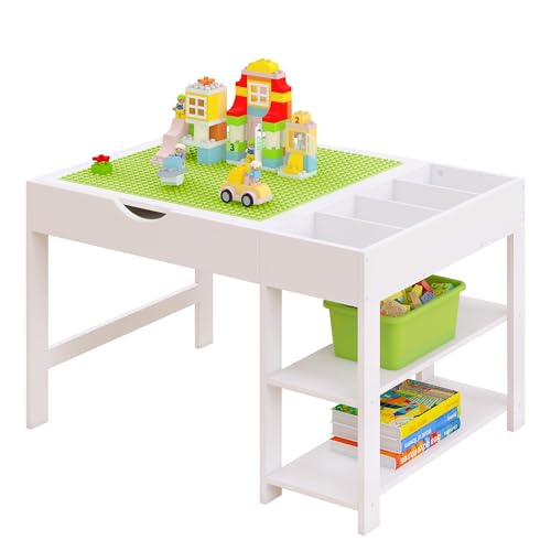 Kids Construction Play Table, Compatible with Large-Size Building Bricks