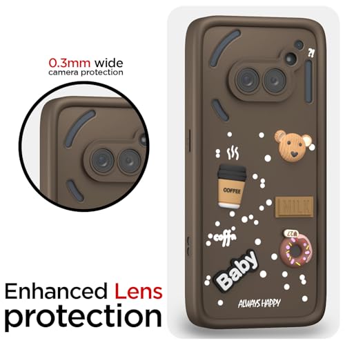 Image of Outlouders Back Cover for Nothing Phone 2A / Nothing Phone 2A Plus | 3D Cartoon Bear Cute Fun Silicone Full Body Protection Bumper Case (Brown)