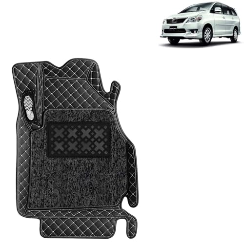 KINGSWAY Accessories Premium 7D Car Floor Mats Only Compatible with Toyota Innova 7 Seater Year 2012 to 2015 All Model, Set of 4 Pcs, 100% Waterproof & Washable Luxury 7D Car Foot Mats, Classic Black