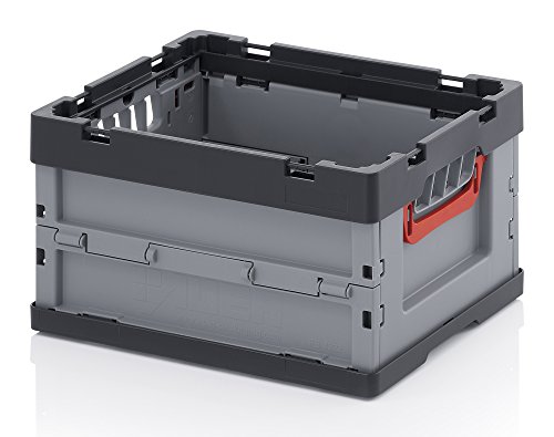 Caisse pliable en plastique Auer Packaging structure robuste grise rigide empilable 21 L