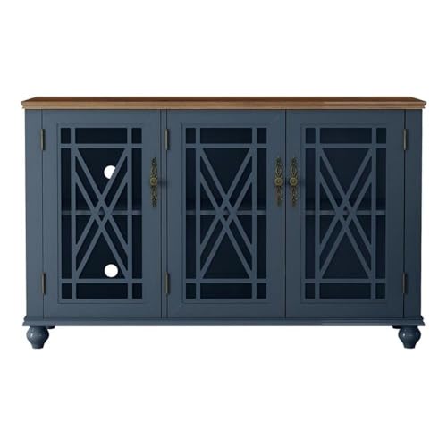 55-Vintage-Style-Wood-Kitchen-Accent-Buffet-Sideboard-Cabinet-Navy 55 Vintage Style Wood Kitchen Accent Buffet Sideboard Cabinet Navy