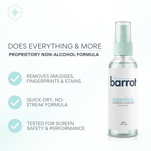 Image of BARROT Essentials Mini Device Cleaning Kit | Includes 50ml Non-Alcohol Screen Cleaner, 3 x High-Precision Brushes & 20x20CM Plush Microfiber
