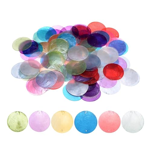 Mppchhn Coquillages Ronds | 100 Pièces Pour Création De Pendentifs,Pendentifs Naturels en Coquillages - Pour Amateurs Artistes Femmes Filles Étudiants Art...