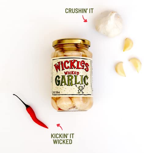 Wickles Pickles Wicked Garlic (3 Pack) - Spicy Pickled Garlic Cloves - Slightly Tangy, Definitely Spicy, Wickedly Delicious (12 oz Each)