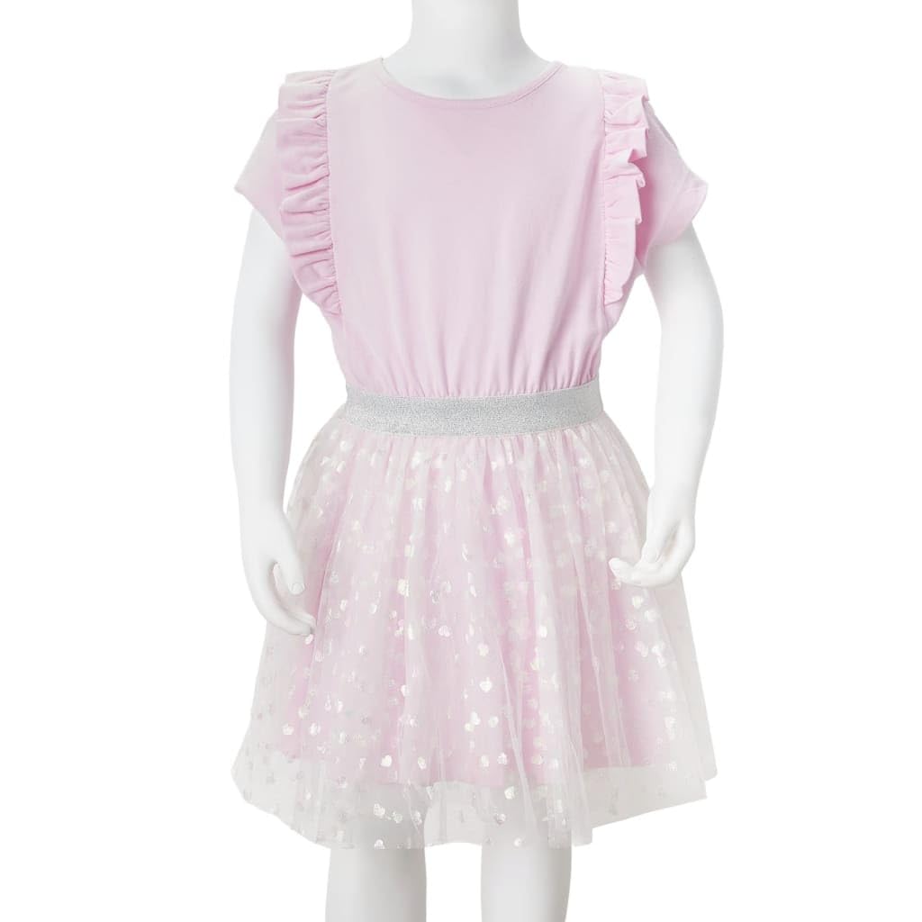 Vestido infantil para niña, color rosa claro, con volantes, falda de tul, algodón, verano, fiesta, diario, cumpleaños, etc