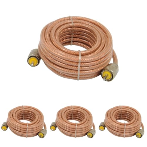 Image of RoadPro RP-8X18CL 18FT CB Antenna Mini-8 Coax Cable with PL-259 Connector, Clear (Pack of 4)