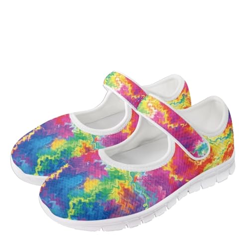 JoyLamoria Rainbow LGBT Walking Shoes Y2K Leopard Flats Arch Support Travel Working Nurse Shoes Light Wight Diabetic Shoes