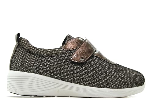 Doctor CUTILLAS - Zapato Casual para Mujer,Suela de Goma,Plantilla Extraible,Cierre adesivo,Charol,Brillo,cuña,Tela para: Mujer Color: PIRITE Talla:38