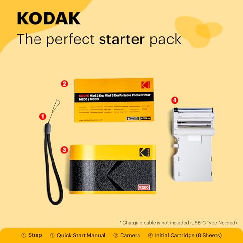 Image of KODAK Mini 2 ERA 4PASS Portable Photo Printer (Yellow, Printer + 8 Sheets)