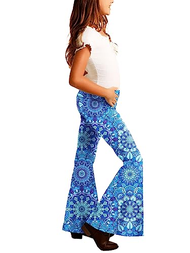 Deerose Girls Bell Bottom Floral Print Stretch Hippie Pants High Waist Flare Pants 5-14 Year4