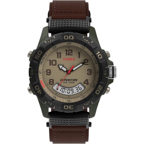 Image of TIMEX Expedition 39 mm Tan Dial Men ANI-Digi Watch T45181
