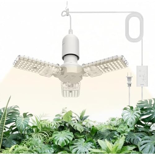 SANSI Grow Lights for Indoor Plants, 30W with Timer, 180° Adjustable Wings LED Pendant Plant Lights for Indoor Growing, High PPFD Full Spectrum, 16.4