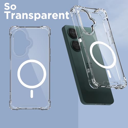 Image of Amazon Basics Back Cover for OnePlus Nord Ce 3 Lite 5G Mag-Safe Shockproof PC + TPU Protective Case Magnetic Support Bumper Case (Transparent Mag-Safe)