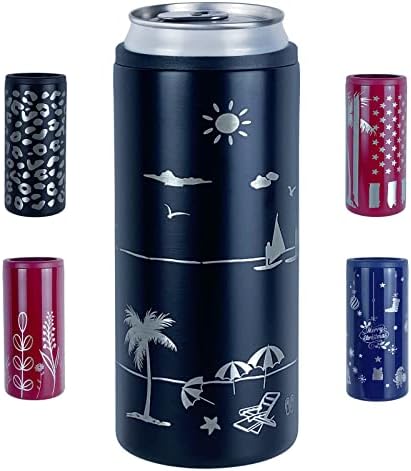 Stainless Steel Insulated Can Holder Sleeve for 12 oz Skinny Cans...