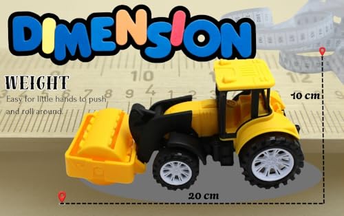 Image of Friction Powered Road Roller Toy for Kids Toddlers Boys Girls | Pull Back Construction Vehicle Toy with Front Roller | Steam Roller Truck Toy Age 4+ | BIS Certified | NeoKiddo (Yellow)