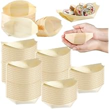 Hoolerry 500 Pcs Disposable Wood Boat Plates Dishes 4 Inches Bamboo Plates Sushi Boat Disposable Bamboo Leaf Dish Serving Tray Food Container Wood Bowl For Catering Home