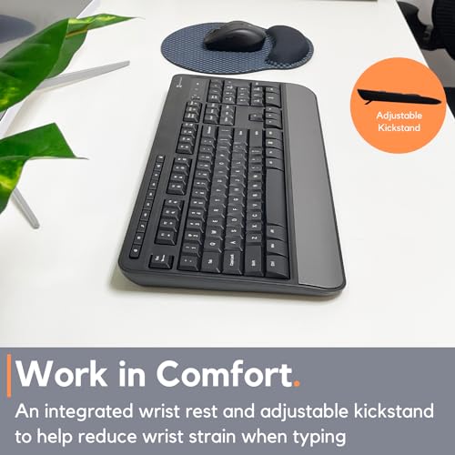 X9 Multimedia USB Wireless Keyboard - Comfortable and Quiet Typing - Full-Size Ergonomic Computer Keyboard Wireless with Wrist Rest - Cordless Keyboard for Laptop Desktop PC and Chrome