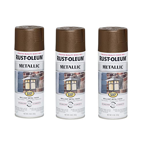 Rust-Oleum 286525-3PK Stops Rust Metallic Spray Paint, 11 oz, Dark Copper, 3…